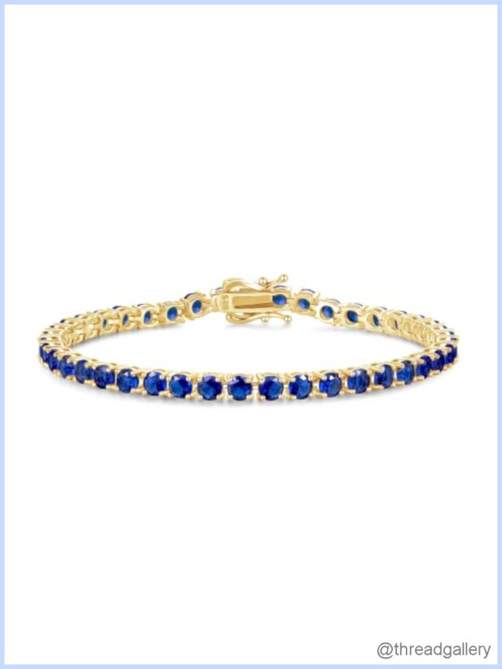 14K Gold Plated Sterling Silver Tennis Bracelet 7.2 Inch Round